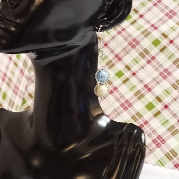 Steel Homemade Hand Crafted Dangled Earrings with Acrylic Beads #58 - Picture 3 of 14